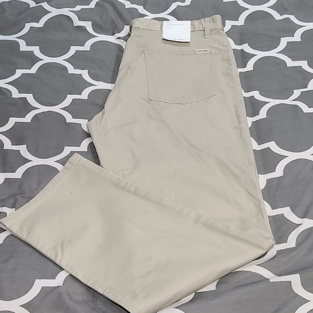 NWT Calvin Klein Khaki 5 Pkt Slim Fit Cotton Stretch Pant Sz: 33x30